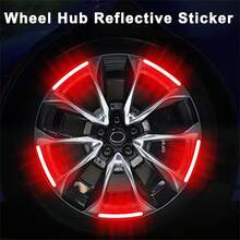 20Pcs Car Wheel Hub Reflective Stickers, Tire Rim Luminous StickersRoadway Safety Reflective Strip For Auto Car Motorcycle Bicycle - Red - View 1
