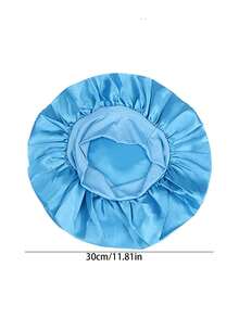 1個女士絲織緞純色睡眠帽髮帽,男女通用睡帽 - 淺藍色 - 查看 5