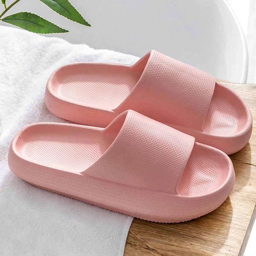 Summer Indoor Home Slippers For Women With Thick Bottom, Eva Anti-Slip Bathroom Shower Sandals - Pink - View 1