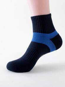 5入組男士黑色拼色加墊運動襪,帶毛巾底 - 彩色 - 查看 9