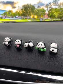 5 Piezas Decoración De Panda Para Automóvil Gancho Multifuncional De Mini Almacenamiento - Multicolor - Ver 2
