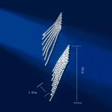 1 对时尚链条满钻流苏长流苏夜店吊坠耳环配爪形水钻首饰