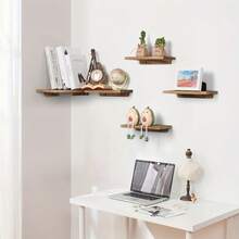 Wooden Wall-Mounted Corner Shelf Multi-Functional Wall Mounted Storage Rack Suitable For Kitchen Bedroom Living Room - Brown - View 4