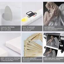 White Angel Wings Artwork Canvas Poster Wall Art Print With Wooden Frame For Room, Bedroom, Living Room Decoration, 12x16 Inches (With Frame) - White - View 6