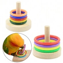 木製彩色環拋鸚鵡玩具智力訓練與娛樂 - 彩色 - 查看 7