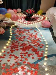 100入組人工玫瑰花瓣,適用於情人節、婚禮、派對裝飾 - 白色 - 查看 4