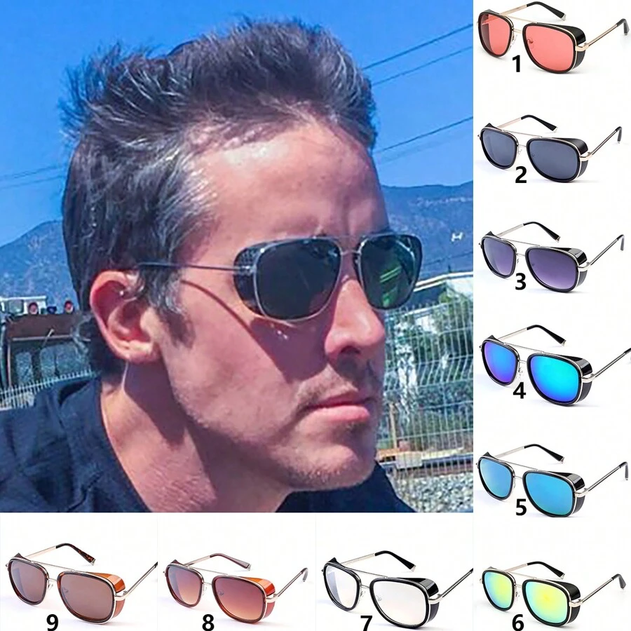 新款时尚防风时尚眼镜男女双光束复古个性眼镜 - 彩色 - 查看 1