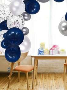 20 个 12 英寸海军蓝和银色五彩纸屑气球白色仿珍珠和银色金属镀铬派对气球套装，适用于生日新娘周年纪念婚礼订婚毕业派对装饰、返校情人节 - 彩色 - 查看 7