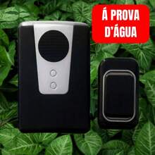 Campainha Sem Fio A Prova D'água 150m Residencial Comercial - Preto - Visão 1