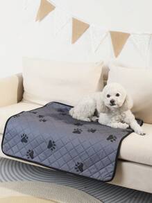 1pc Random Light/Dark Gray Color Paw Printed Square Breathable Waterproof Pet Mat Suitable For Cats And Dogs Of All Sizes, Can Be Used As Sleeping Mat And Pee Pad For Winter - Grey - View 3