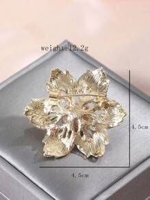 1款迷人的鋅合金鑲鑽&仿珍珠花卉設計女士胸針,日常裝飾佳品 - 金色 - 查看 4