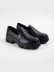 Women's Oxford Tractor Loafer Shoes With Platform Sole Blogger - màu đen - Xem 3