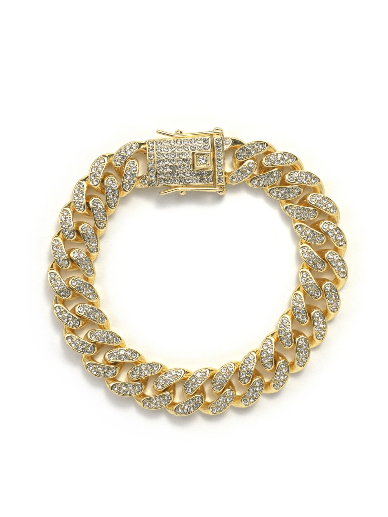 1條合金全鑲鑽橢圓鏈接手鍊 - 金色 - 查看 1