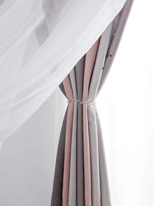 2pc Star Curtains,Bedroom Curtains With 2 Panels Colorful Double Layer Draperie Gradient Rainbow Blackout Curtains Bedroom Living Room Darkening Striped Double Layer Star Cut Home Decor Window Curtains With Gradient Eyelets, Anti-Cold, Blackout Star Curtains For Living Room, Decoration, Soundproofing, Thermal Insulation (100x130cm) - Grey - View 4