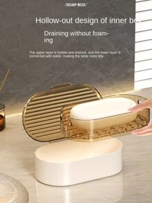 豪華帶蓋雙層肥皂盤,水槽托盤,浴室檯面收納组织者 - 灰色 - 查看 1