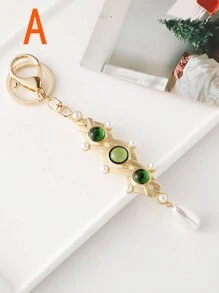 1 件波西米亞風格長寶石鑰匙圈胸針霧面金色效果鑰匙圈包吊墜兩用 - 彩色 - 查看 3