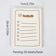 1入組50張卡通熊設計便條紙,粘性便條紙可用於提醒和記錄訊息 - 彩色 - 查看 2