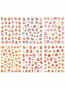 6pcs Cute Dragon Nail Stickers 3D Colorful Cartoon Dragon Pattern Design New Year Self-Adhesive Kawaii Slider Nail Art Decoration - Multicolor - View 9