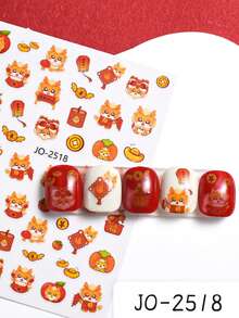 6pcs Cute Dragon Nail Stickers 3D Colorful Cartoon Dragon Pattern Design New Year Self-Adhesive Kawaii Slider Nail Art Decoration - Multicolor - View 5