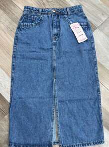Women Denim Skirts - Medium Wash - View 1