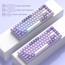 Magegee-box 60% Rgb熱插拔機械游戲鍵盤,配備自定義藍鯨開關的小型緊湊型68鍵機械鍵盤,支援雙系統與windows筆記本、平板電腦的兼容性,適用於遊戲玩家（薰衣草色） - 淡紫色 - 查看 9