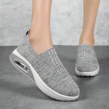 新款女士舞蹈鞋：時尚休閒,輕盈柔軟,易穿脫,透氣加厚布料,增高氣墊和軟底。提供大尺碼選擇。 - 灰色 - 查看 1