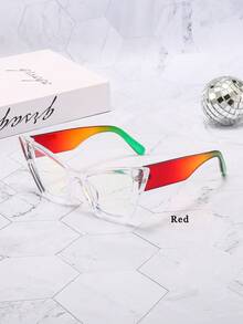 1pc Women's Fashionable Multi-Color Cat Eye Decorative Glasses For Daily Use - White - View 2
