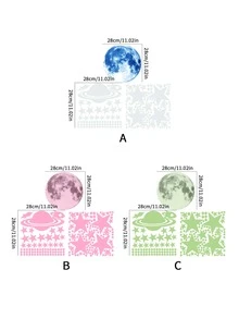 3入組夜光地球、太空和星形貼紙,適用於兒童手工藝或夜光裝飾 - 彩色 - 查看 2