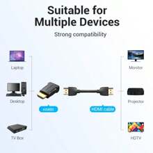 VENTION连接器，公对母适配器镀金耦合器适用于高清电视 PS4 笔记本电脑 - 黑色 - 查看 7