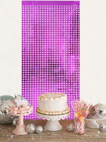 1件100*200厘米玫瑰红小方塑料雨帘背景幕布，适用于生日派对、婚礼、节日派对、万圣节、圣诞节、2025新年家庭派对房间墙面装饰、装饰用品，附赠装饰丝带。 - 玫紅色 - 查看 5