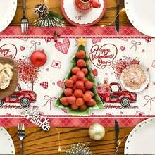 1入組13*72英寸情人節浪漫桌布，麻布質地情人節用於情侶晚餐、假日婚禮、餐桌裝飾、情人節裝飾 - D - 查看 6