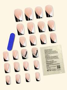 Y2k升級您的造型24入組粉色方形指甲時尚珠寶套裝,法式鍊條和水晶裝飾,優雅,時尚,甜美,可愛,豪華,閃亮,可穿戴,可拆卸假指甲貼,適合假期,派對,約會,日常穿著,帶有24顆果凍軟糖和一個文件 - 藕粉色 - 查看 2