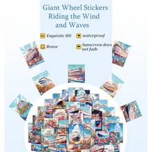 60 張騎乘波浪和車輪貼紙適用於筆記型電腦、手機殼、杯子、行李箱、滑板、吉他、家居裝飾、剪貼簿