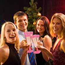 24入組5盎司透明香檳杯,塑料亮片香檳杯,可重複使用的莢莢杯,水晶酒雞尾酒杯,適用於花園婚禮生日紀念日派對 - 粉色 - 查看 5