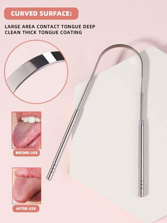 1 st. Rostfritt Stål Tungskrapa Munhygien Rengöringsmedel Verktyg , U-formad Designad För Vuxna Till Avlägsna Dålig andedräkt , Vardagsrum Hem Sovrum Badrum Hus Dekoration , Resa grejer , Bröllop , Party , Födelsedag , Presenter För män Mamma Pappa Vänner , Nyår , Tillbehör , Rolig Presenter