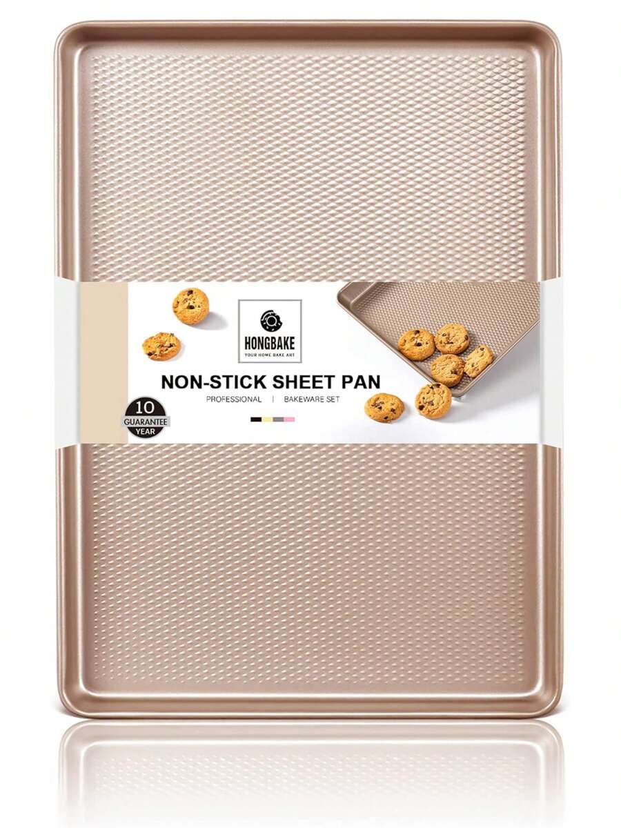 Jelly Roll Pan 15x10 HONGBAKE Commercial Cookie Sheets For Baking With Diamond Texture Surface