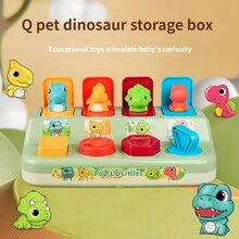 1pc Interactive Pop-Up Dinosaur Toy Puzzle Game Montessori Button Box For Baby, Kids' Learning And Hide-And-Seek Game - Multicolor - View 7