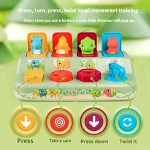1pc Interactive Pop-Up Dinosaur Toy Puzzle Game Montessori Button Box For Baby, Kids' Learning And Hide-And-Seek Game - Multicolor - View 4