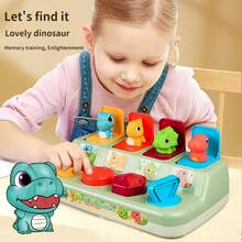1pc Interactive Pop-Up Dinosaur Toy Puzzle Game Montessori Button Box For Baby, Kids' Learning And Hide-And-Seek Game - Multicolor - View 5