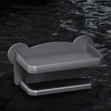 1 件壁掛式浴室紙巾架,衛生紙捲盒,紙巾架,附置物架,無需鑽孔 - 灰色 - 查看 5