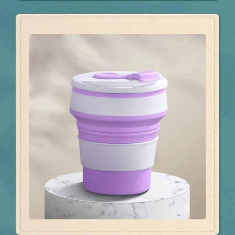 Copo De Silicone Dobrável Retrátil E Reutilizável - Roxo - Visão 1