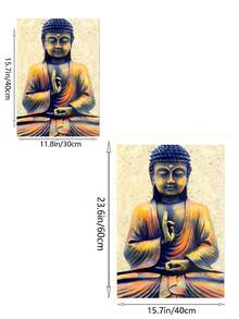 1入組帆布牆藝海報,佛像、信仰、無框油畫壁飾,適用於客廳、臥室、浴室、辦公室、走廊、廚房牆面裝飾藝術畫 - 軍綠色 - 查看 2