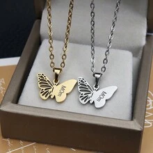 1 件时尚蝴蝶 & 雕刻字母 & 复古 8 字形个性化吊坠项链，送给妈妈的绝佳礼物，适合女性日常佩戴 - Bb-008 - 查看 1