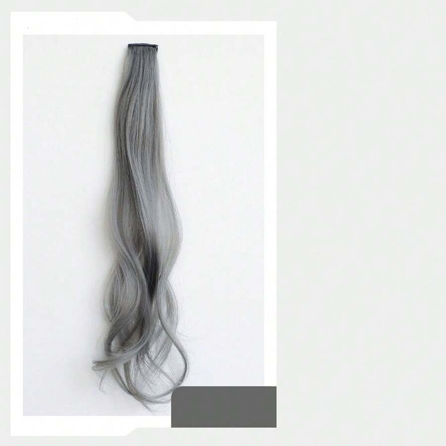 1pc Girl's Hair Extension Without Trace And Colorful Clip-In Hairpiece - Dark Grey - View 1