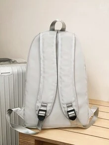 國中生背包星星印花校園雙肩包大容量附電腦隔層 - 灰色 - 查看 3