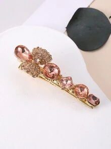 Crystal Bow Alligator Hair Clip Hair Accessory With Rhinestones, Glass Side Hairpin For Women - Multicolor - View 7