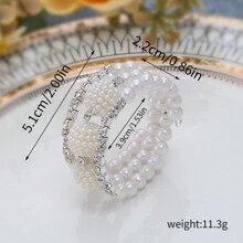 4入組豪華鑽石珍珠餐巾環,金屬可調節餐巾架,適用於酒店婚禮宴會晚宴 - 彩色 - 查看 2