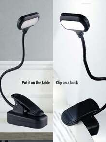 1pc Led Reading Lamp, Warm Clip-On Light, Ideal For Desk Reading, Traveling, Bedroom - Black - View 3