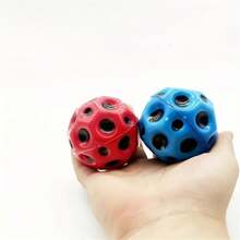 1入pu高彈性月球室內外球拍彈性球,聚氨酯泡沫玩具,多孔多色彈性球,減壓互動球拍玩具。適合新年禮物,情人節禮物,顏色隨機 - 彩色 - 查看 2