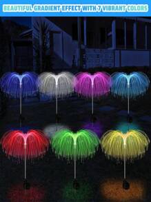 1/2入組光纖水母花園燈 太陽能戶外燈 水母燈 園藝裝飾 太陽能戶外燈 地徑燈 防水 7種顏色變換 - 彩色 - 查看 4